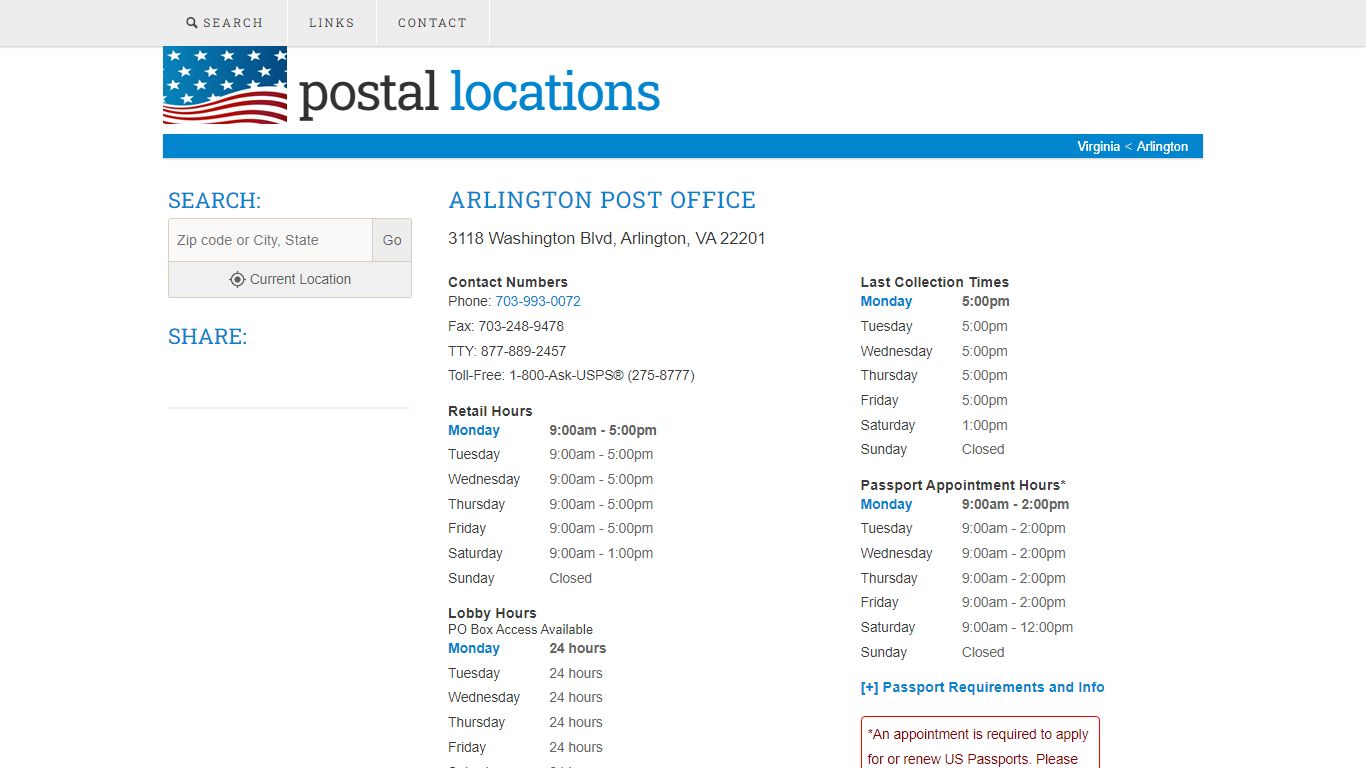 Post Office in Arlington, VA - Hours and Location - Postal Locations