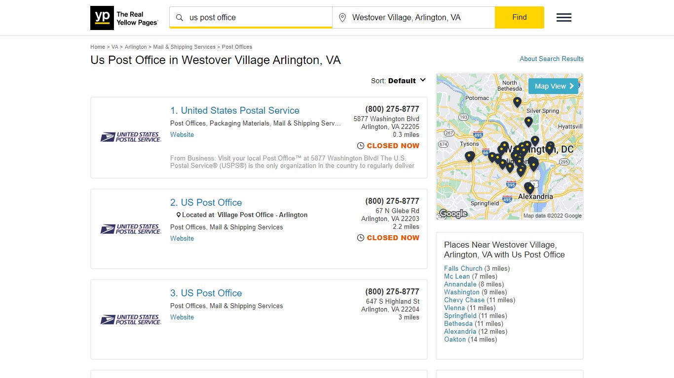 Us Post Office in Westover Village Arlington, VA - Yellow Pages