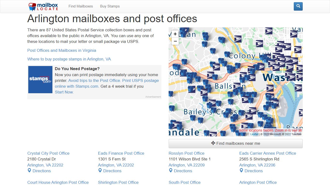 Arlington, VA Mailboxes and Post Offices - Mailbox Locate